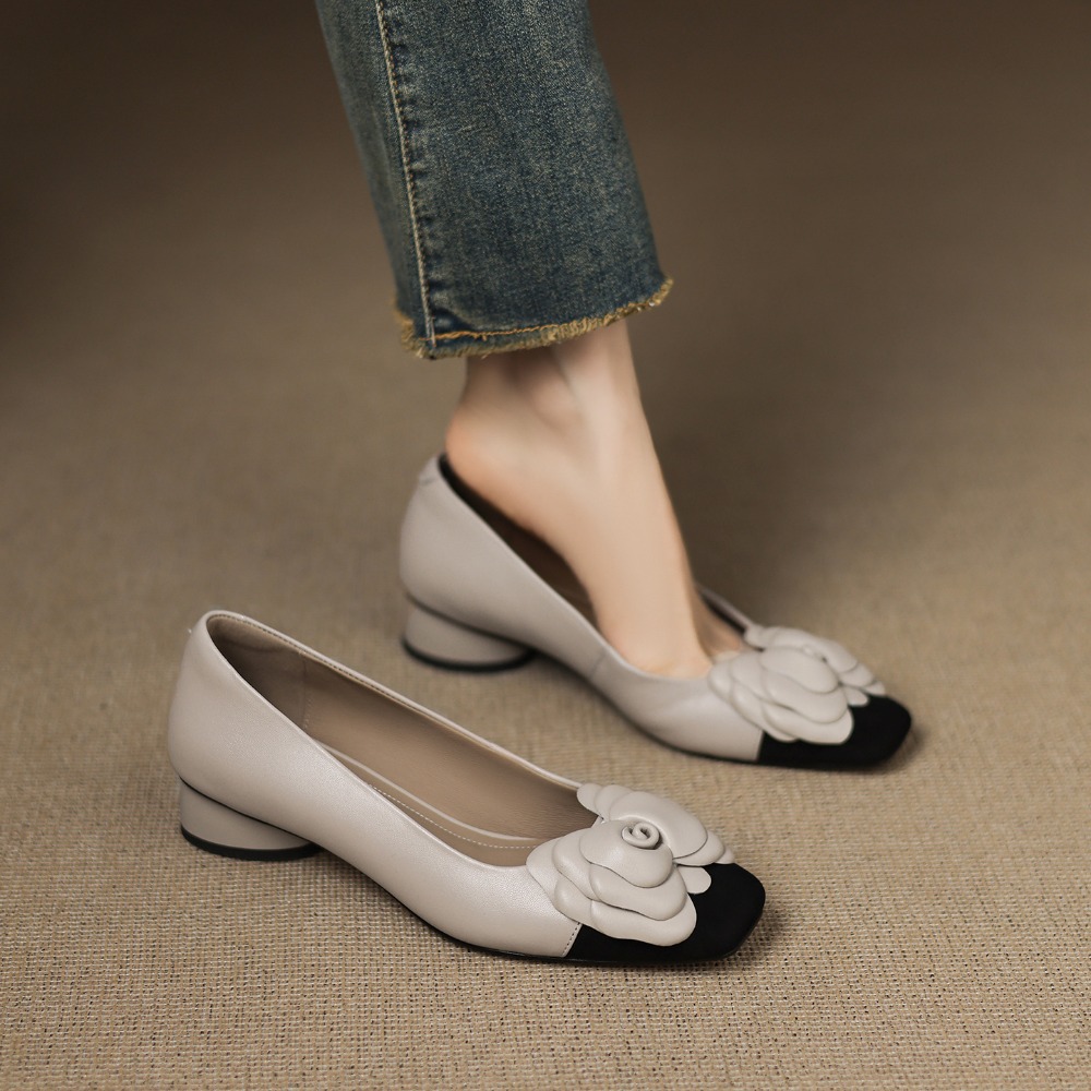 패션 플라워 싱글 슈즈 가을 신상 스퀘어 토 얕은 입구 - Women'S Shoes 리뷰 및 가격
