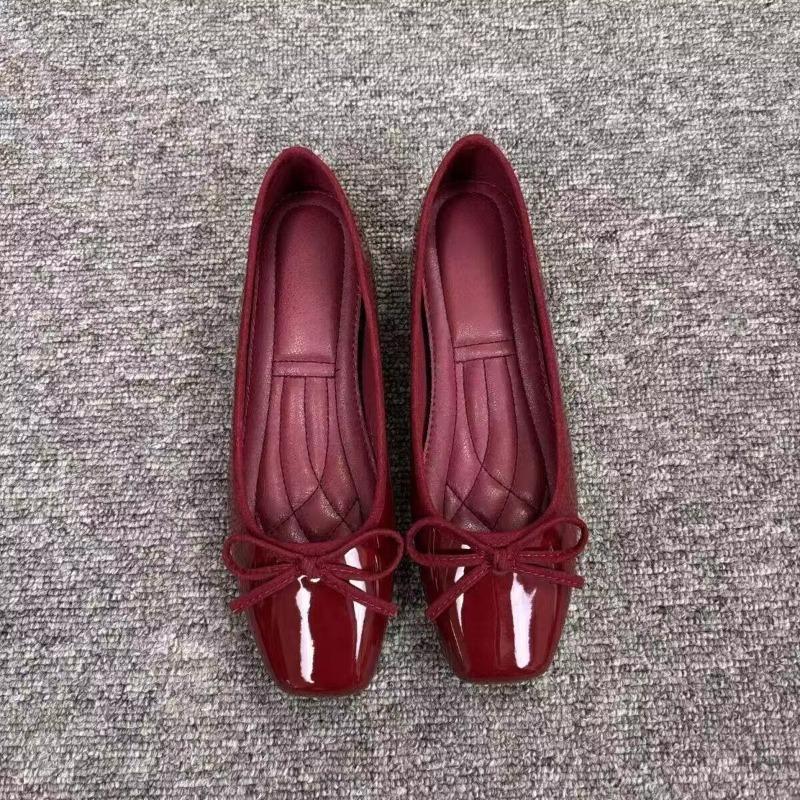 여성 발레 플랫 스퀘어 토 보우 노트 슬립온 에나멜 광 - Women'S Shoes 리뷰 및 가격